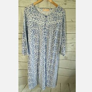 LA CERA Lawn Cotton Crisp Blue White Nightgown